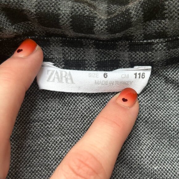 Zara Girls Black and Grey Grid Check Dress - Picture 2 of 2